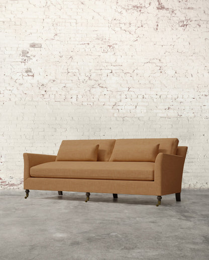 Alfie 87" Bench Sofa with Brass Casters