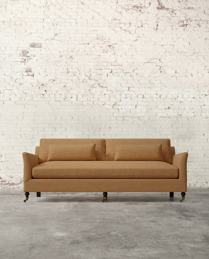 Alfie 87" Bench Sofa with Brass Casters