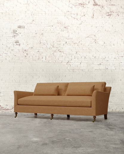 Alfie 87" Bench Sofa with Brass Casters