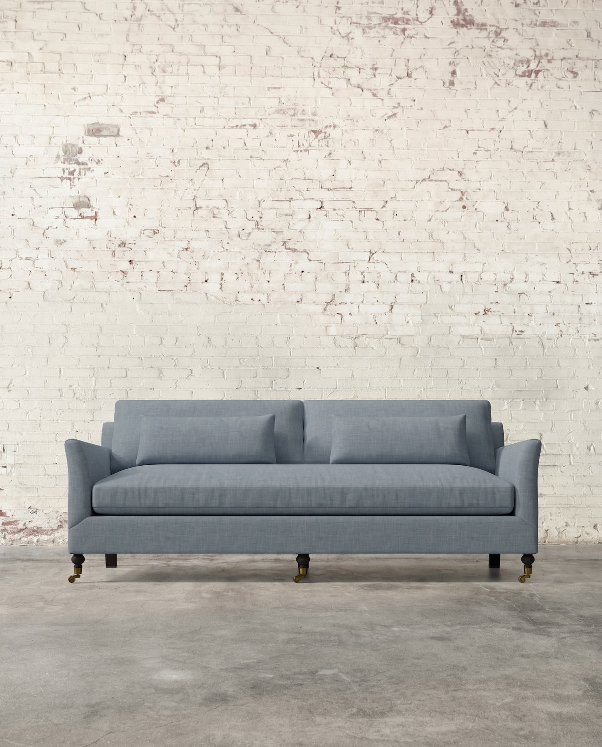 Alfie 87" Bench Sofa with Brass Casters