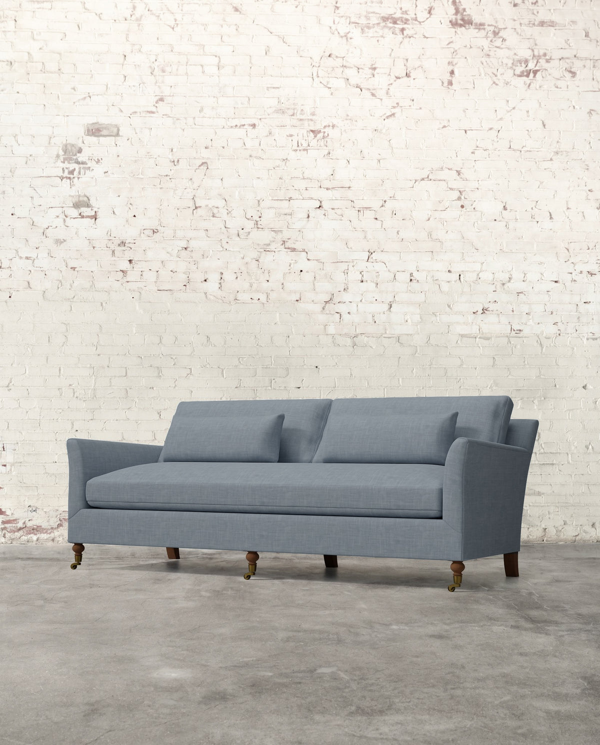Alfie 87" Bench Sofa with Brass Casters