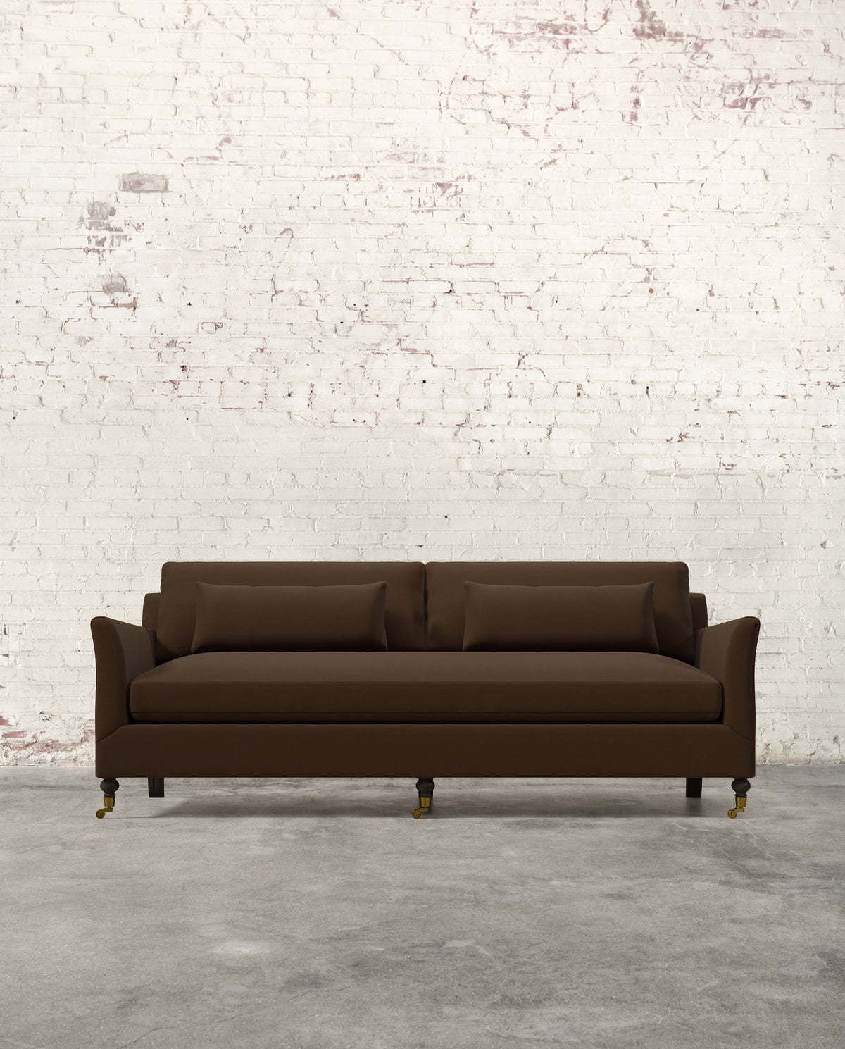 Alfie 87" Bench Sofa with Brass Casters