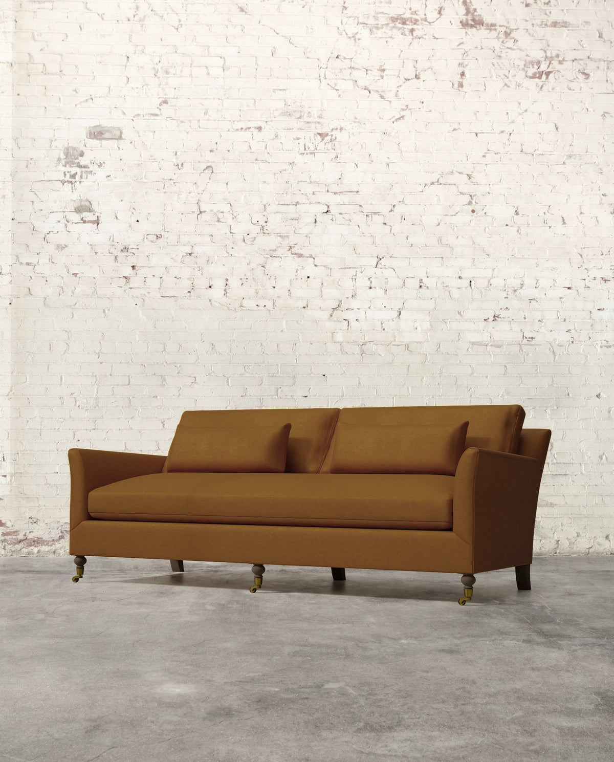 Alfie 87" Bench Sofa with Brass Casters