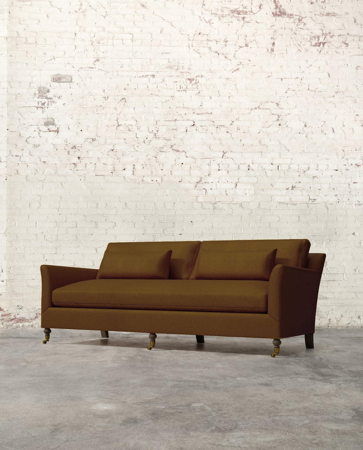 Alfie 87" Bench Sofa with Brass Casters