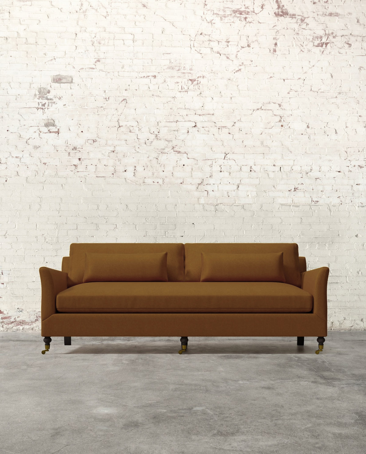 Alfie 87" Bench Sofa with Brass Casters