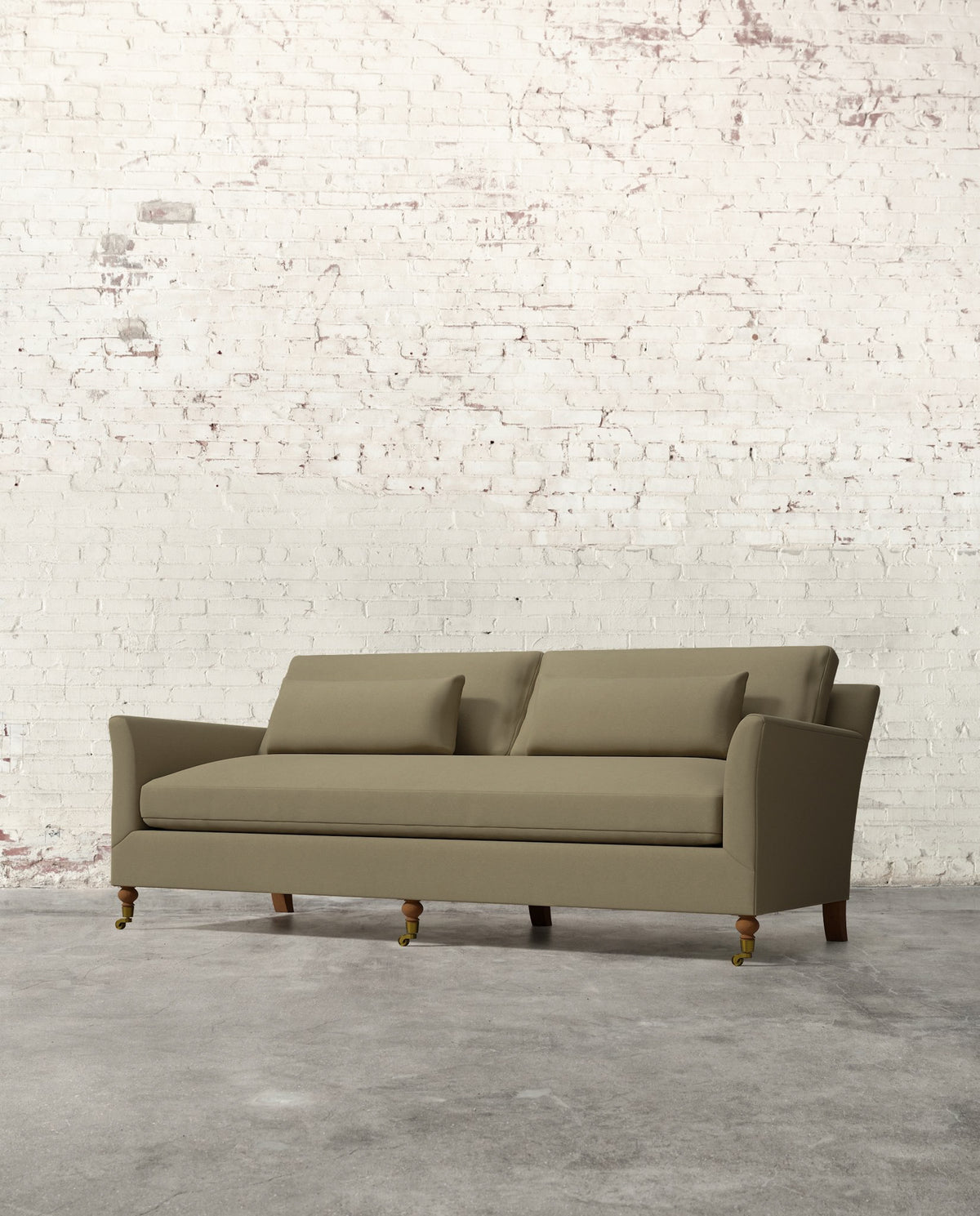 Alfie 87" Bench Sofa with Brass Casters