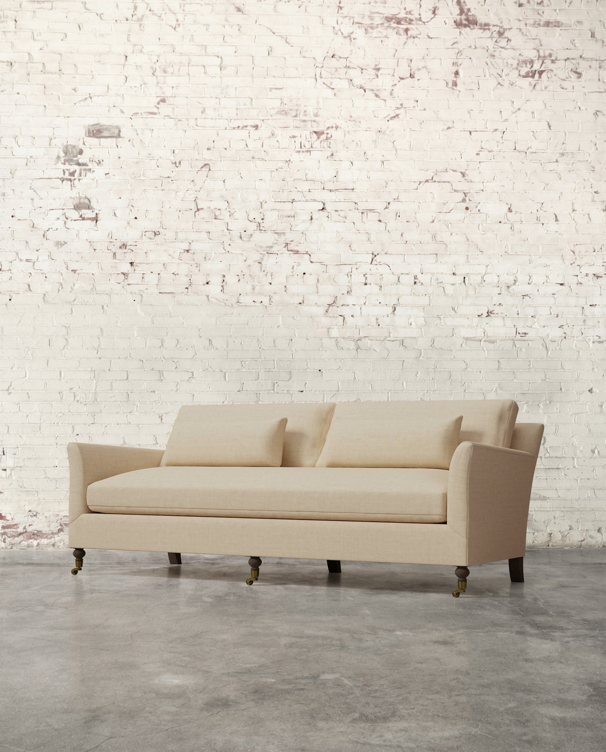 Alfie 87" Bench Sofa with Brass Casters