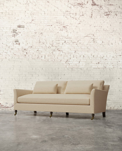 Alfie 87" Bench Sofa with Brass Casters