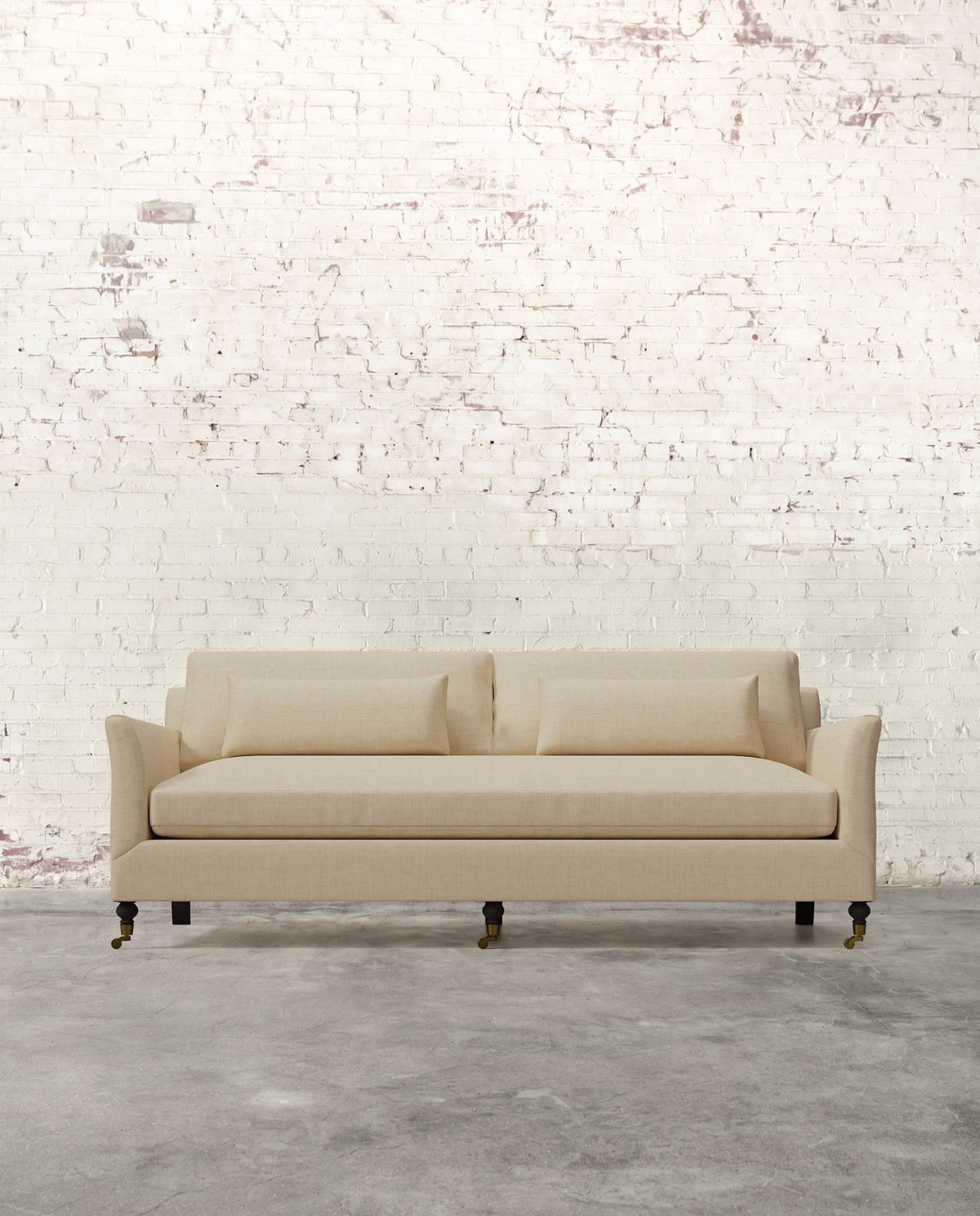Alfie 87" Bench Sofa with Brass Casters