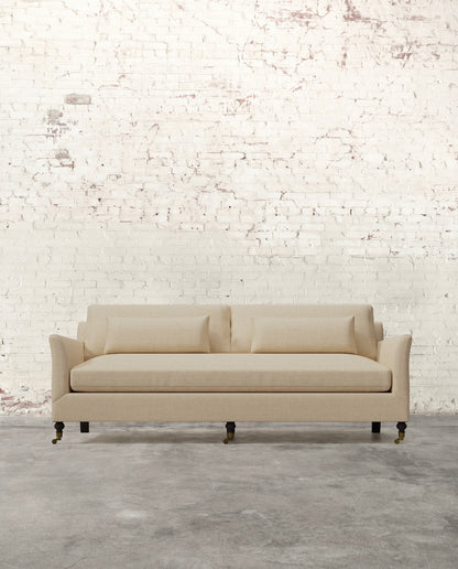 Alfie 87" Bench Sofa with Brass Casters