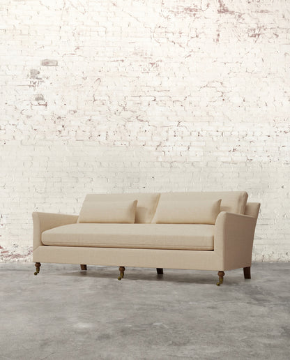 Alfie 87" Bench Sofa with Brass Casters
