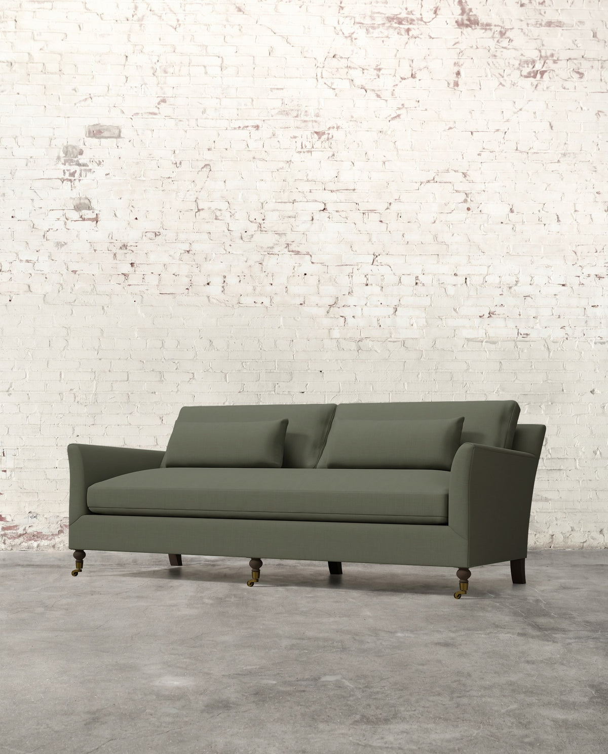 Alfie 87" Bench Sofa with Brass Casters