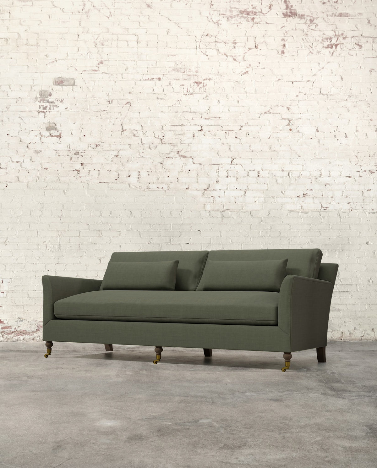 Alfie 87" Bench Sofa with Brass Casters