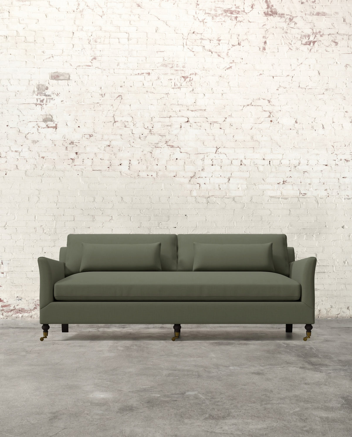 Alfie 87" Bench Sofa with Brass Casters