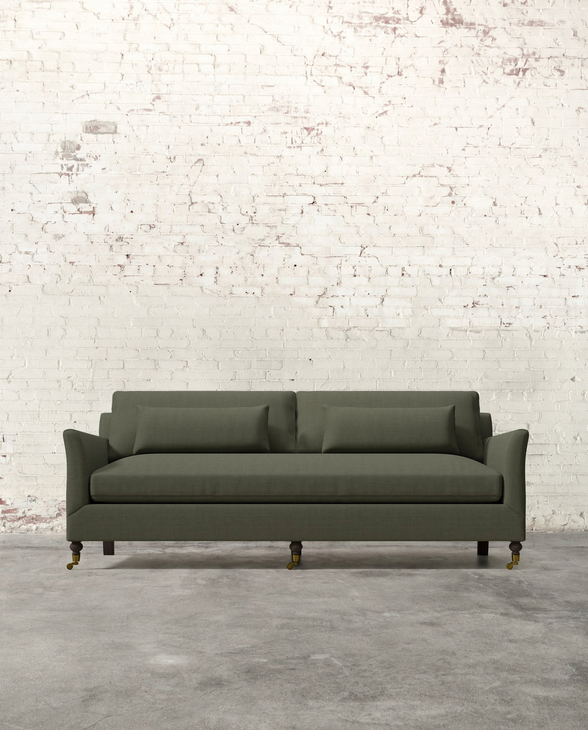 Alfie 87" Bench Sofa with Brass Casters