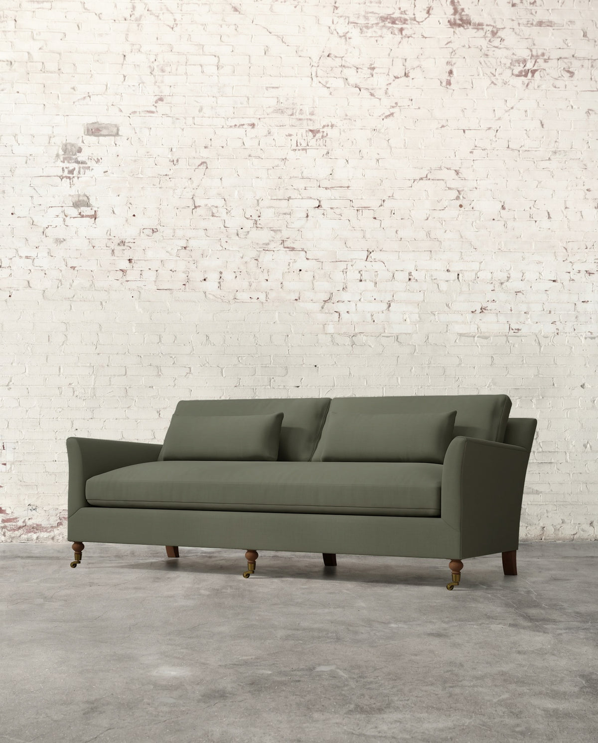 Alfie 87" Bench Sofa with Brass Casters