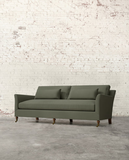 Alfie 87" Bench Sofa with Brass Casters