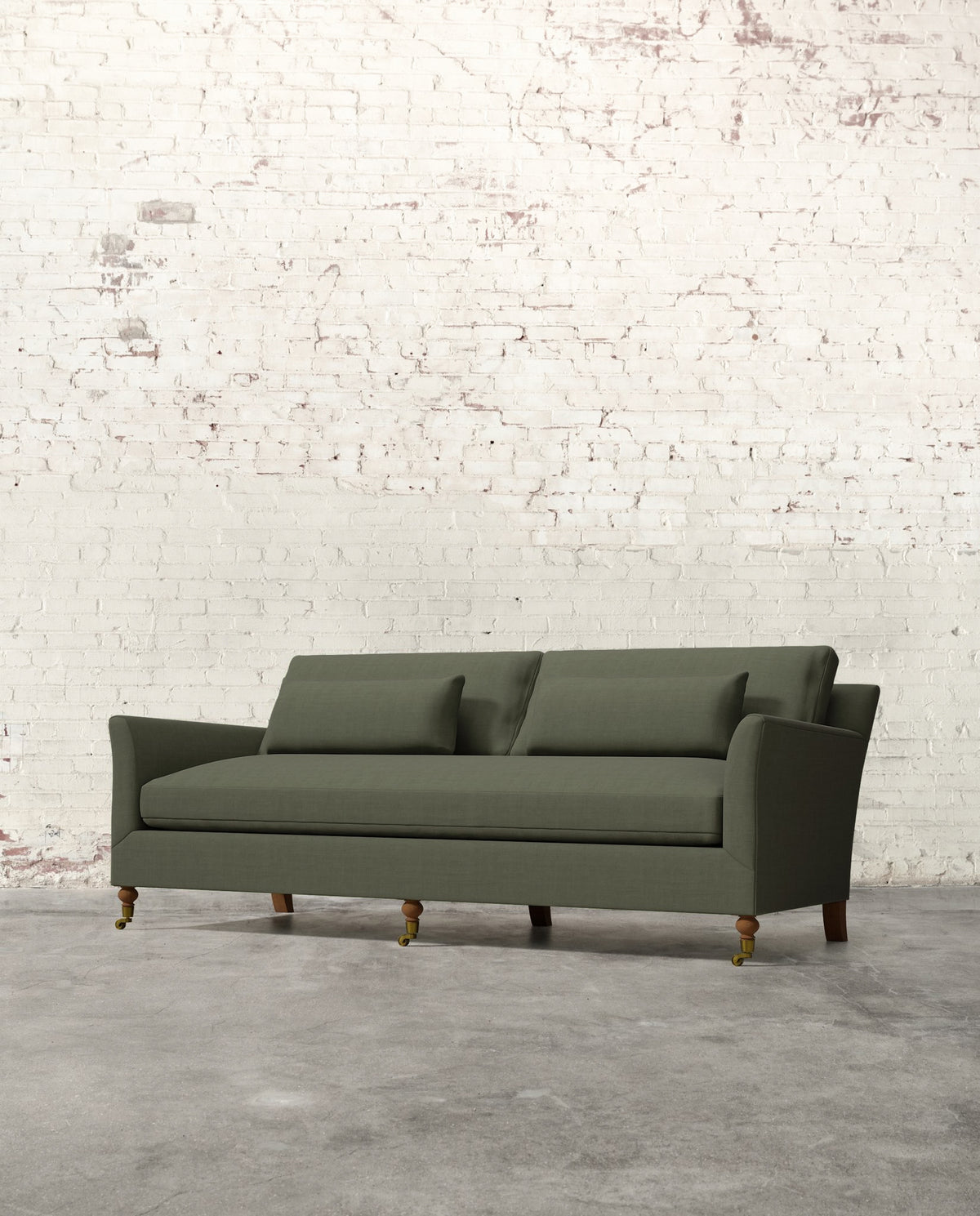 Alfie 87" Bench Sofa with Brass Casters