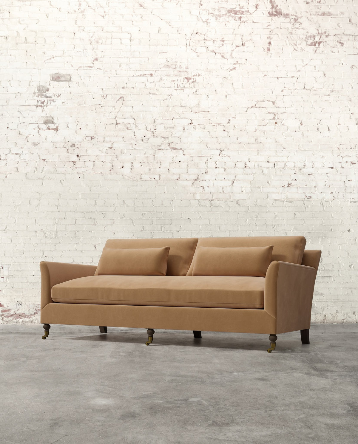 Alfie 87" Bench Sofa with Brass Casters