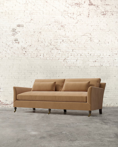 Alfie 87" Bench Sofa with Brass Casters