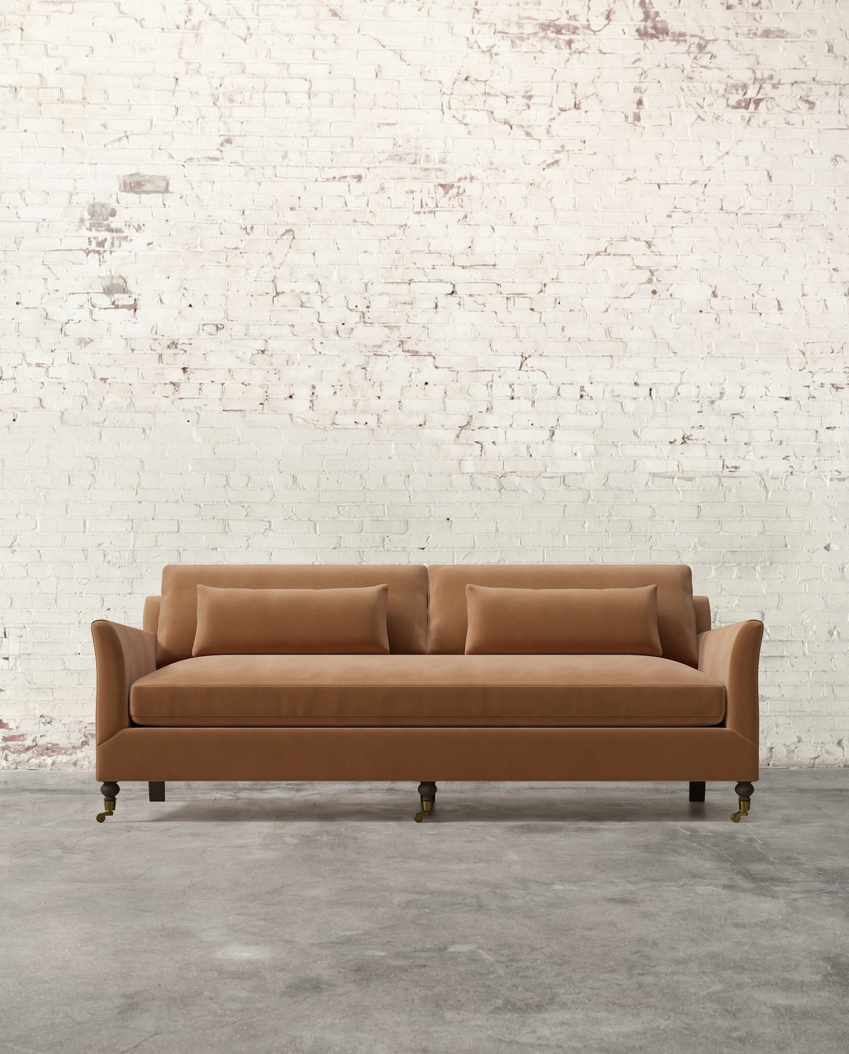 Alfie 87" Bench Sofa with Brass Casters