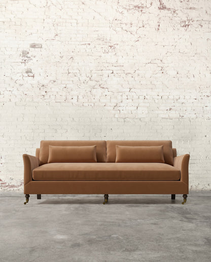 Alfie 87" Bench Sofa with Brass Casters