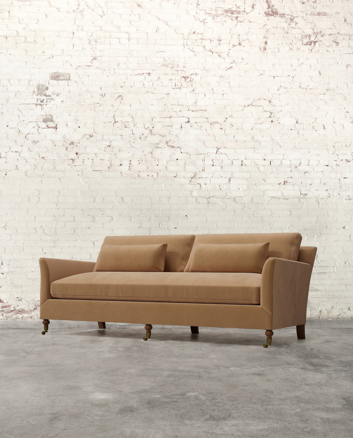 Alfie 87" Bench Sofa with Brass Casters