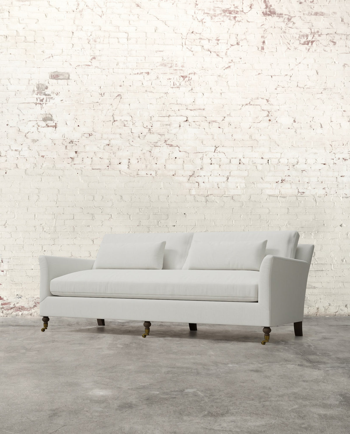 Alfie 87" Bench Sofa with Brass Casters