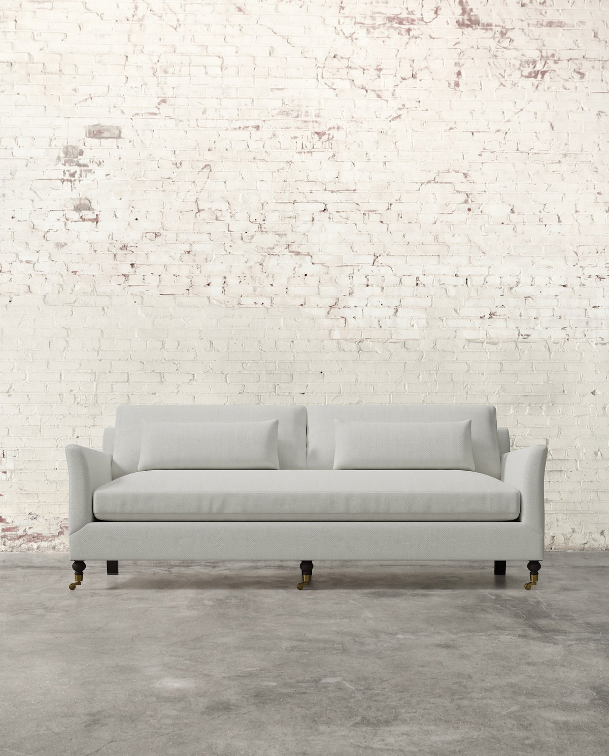 Alfie 87" Bench Sofa with Brass Casters