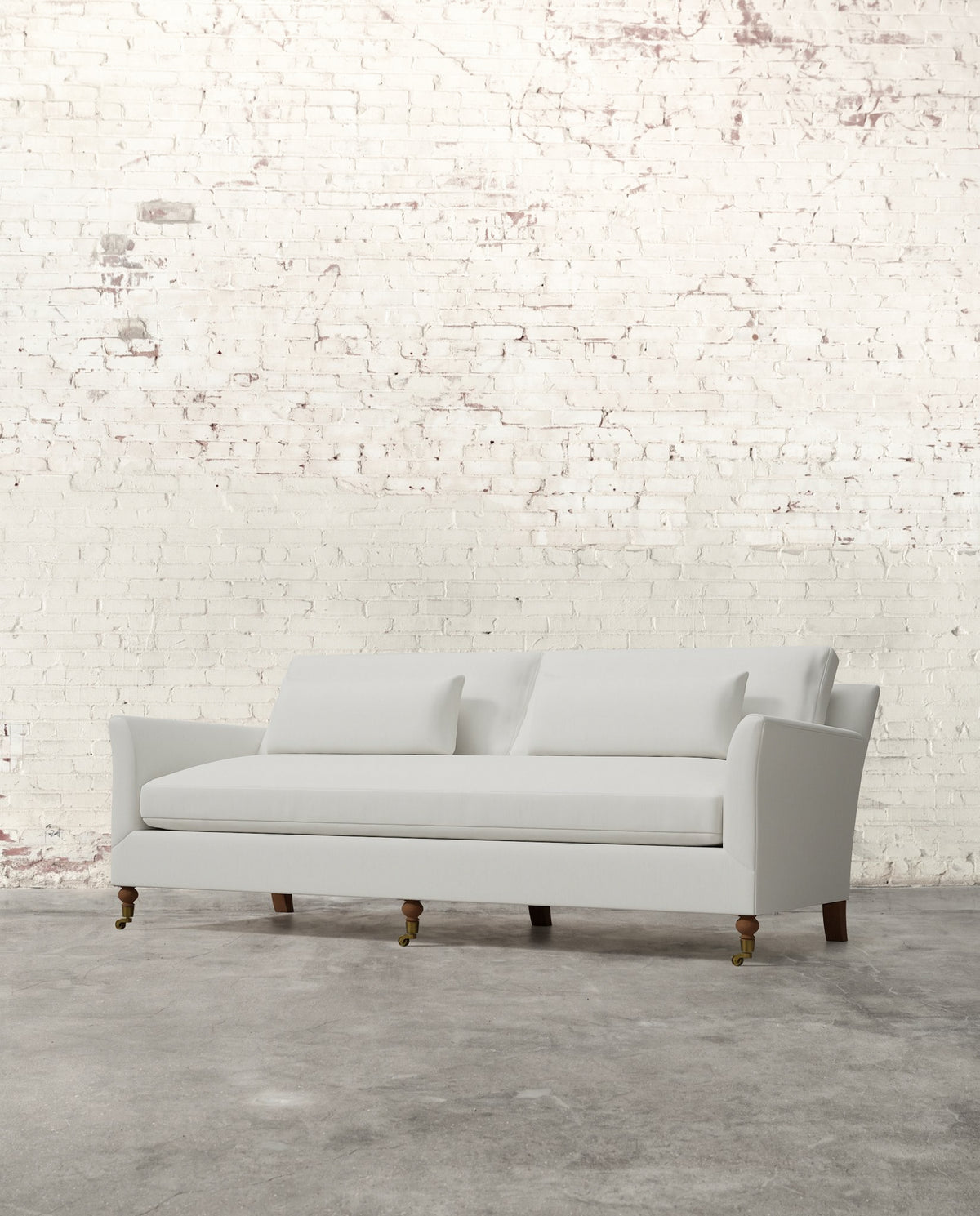 Alfie 87" Bench Sofa with Brass Casters