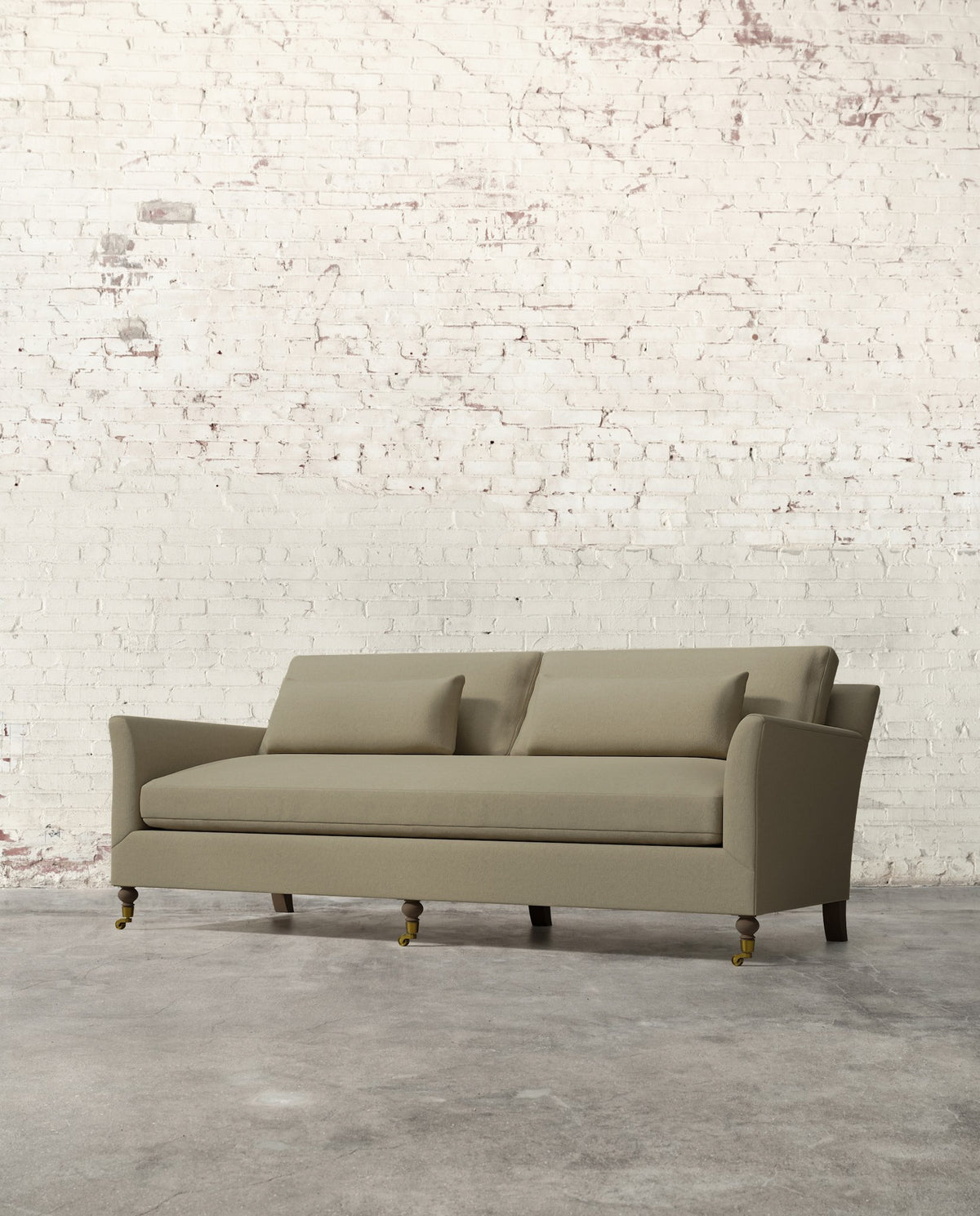Alfie 87" Bench Sofa with Brass Casters