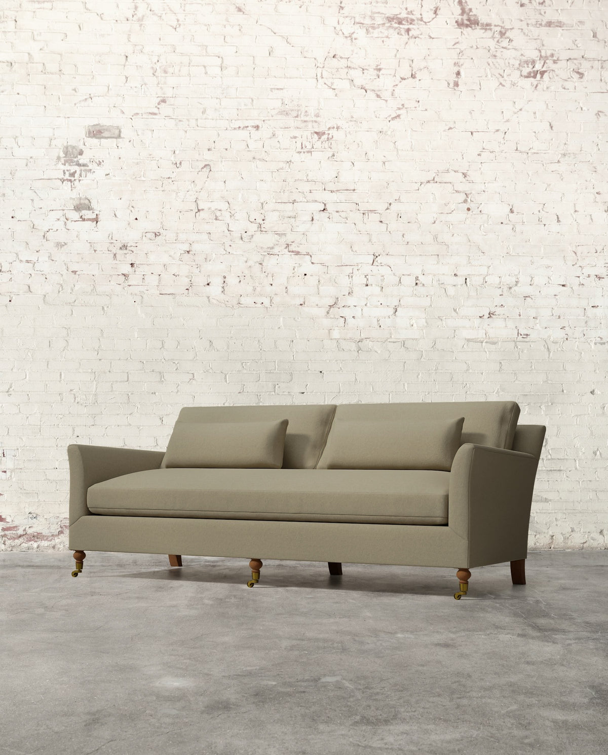 Alfie 87" Bench Sofa with Brass Casters