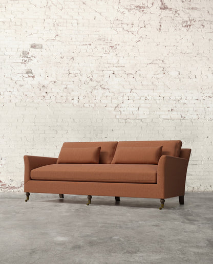 Alfie 87" Bench Sofa with Brass Casters