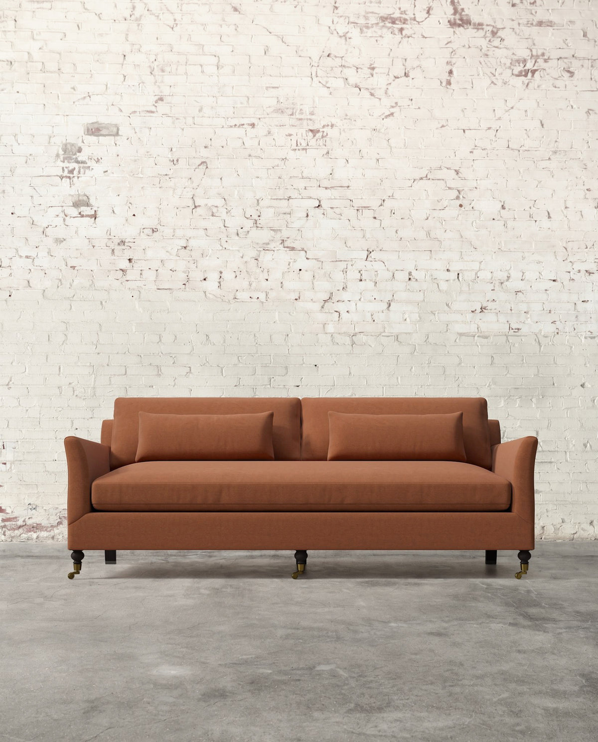 Alfie 87" Bench Sofa with Brass Casters