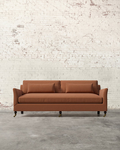 Alfie 87" Bench Sofa with Brass Casters