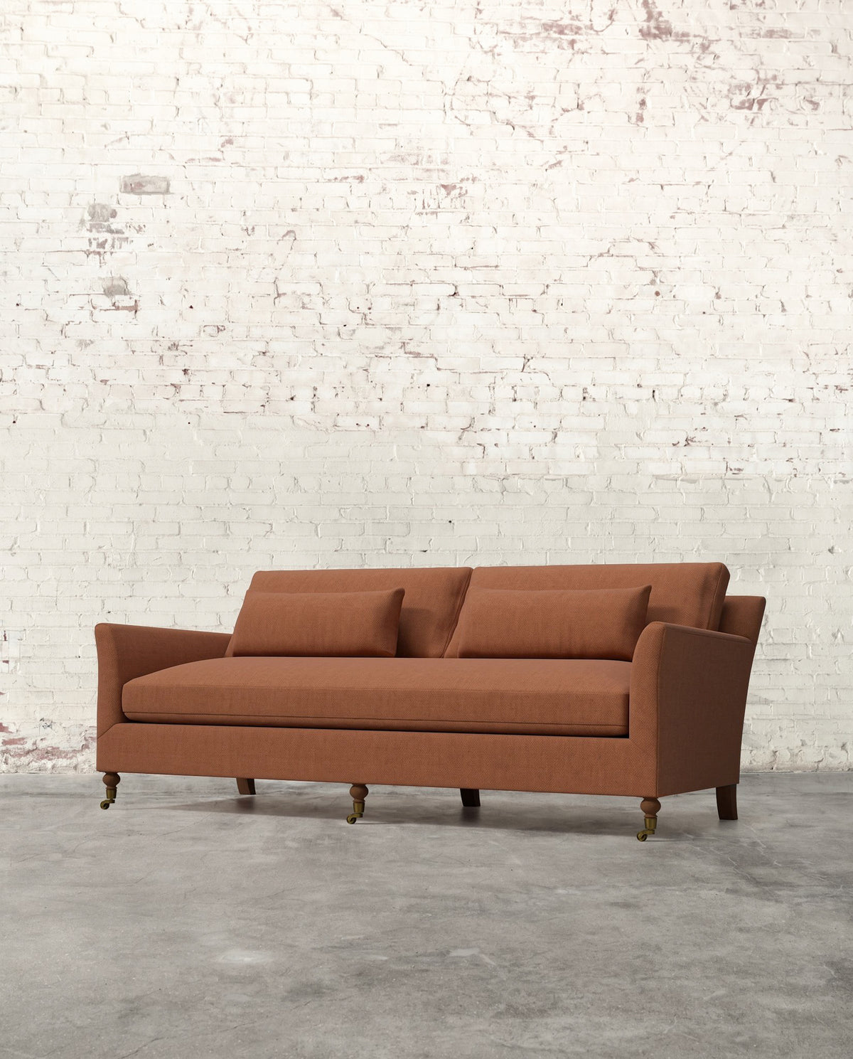 Alfie 87" Bench Sofa with Brass Casters