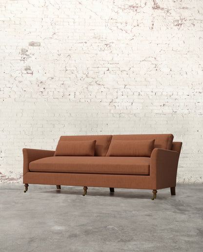 Alfie 87" Bench Sofa with Brass Casters