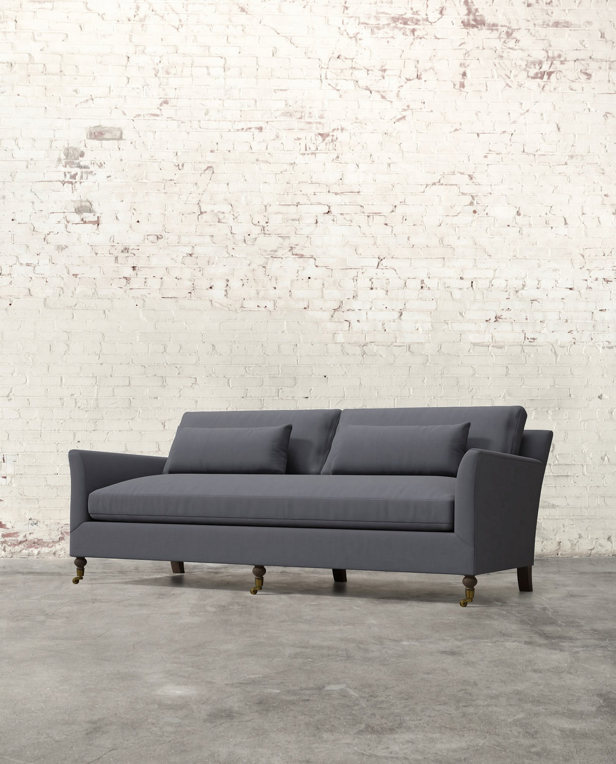 Alfie 87" Bench Sofa with Brass Casters