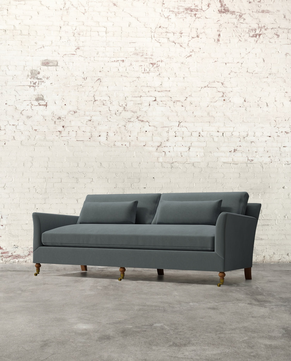 Alfie 87" Bench Sofa with Brass Casters