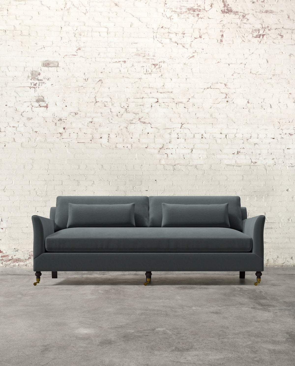 Alfie 87" Bench Sofa with Brass Casters