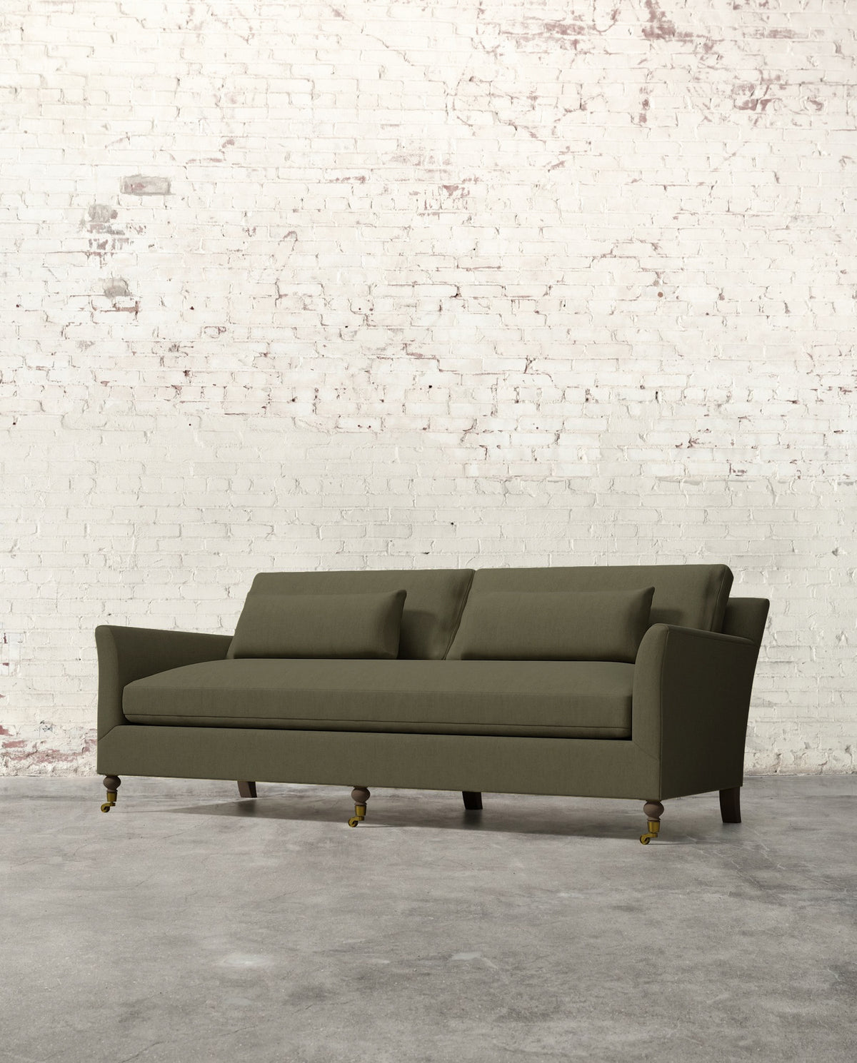 Alfie 87" Bench Sofa with Brass Casters