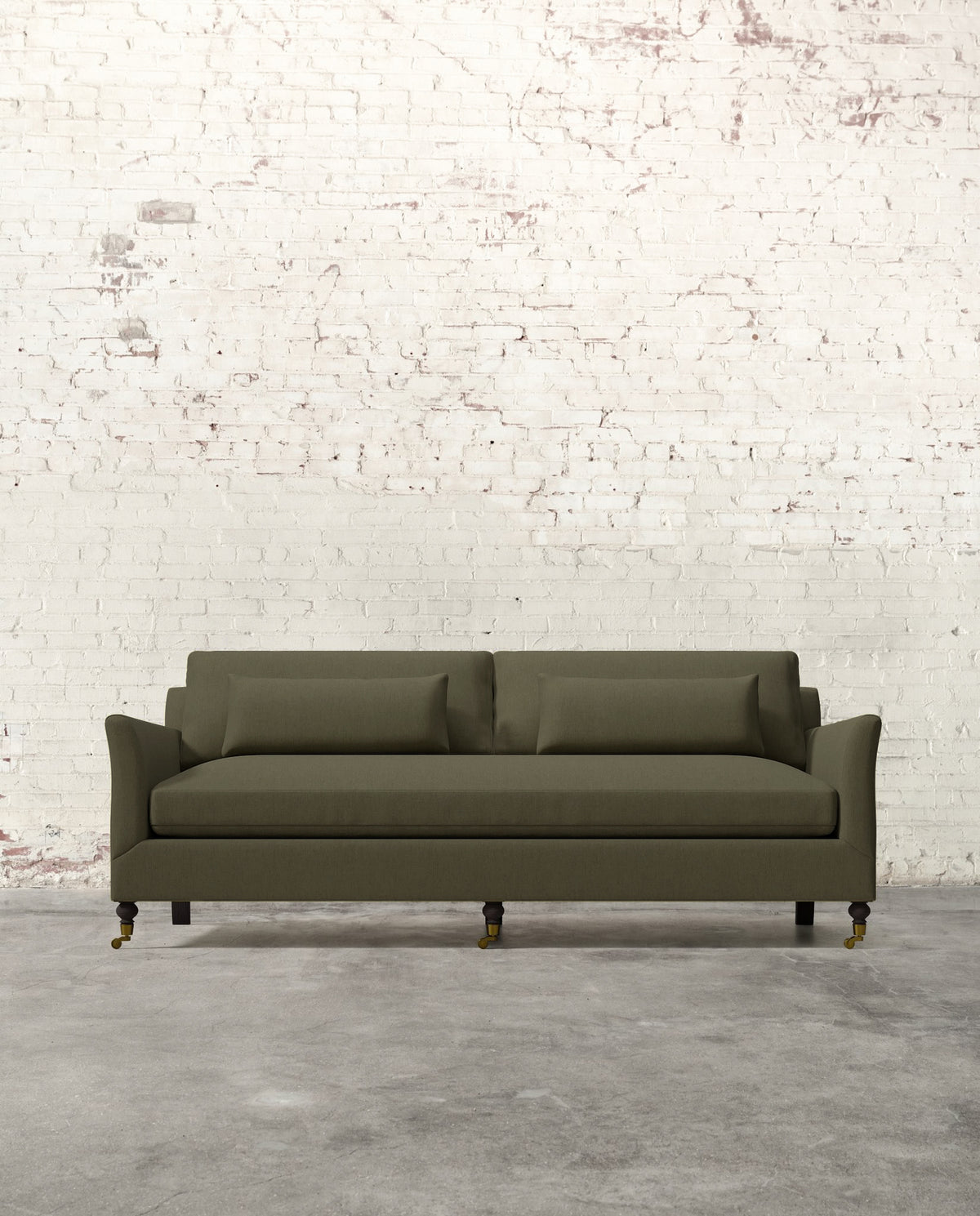 Alfie 87" Bench Sofa with Brass Casters