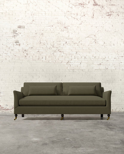 Alfie 87" Bench Sofa with Brass Casters