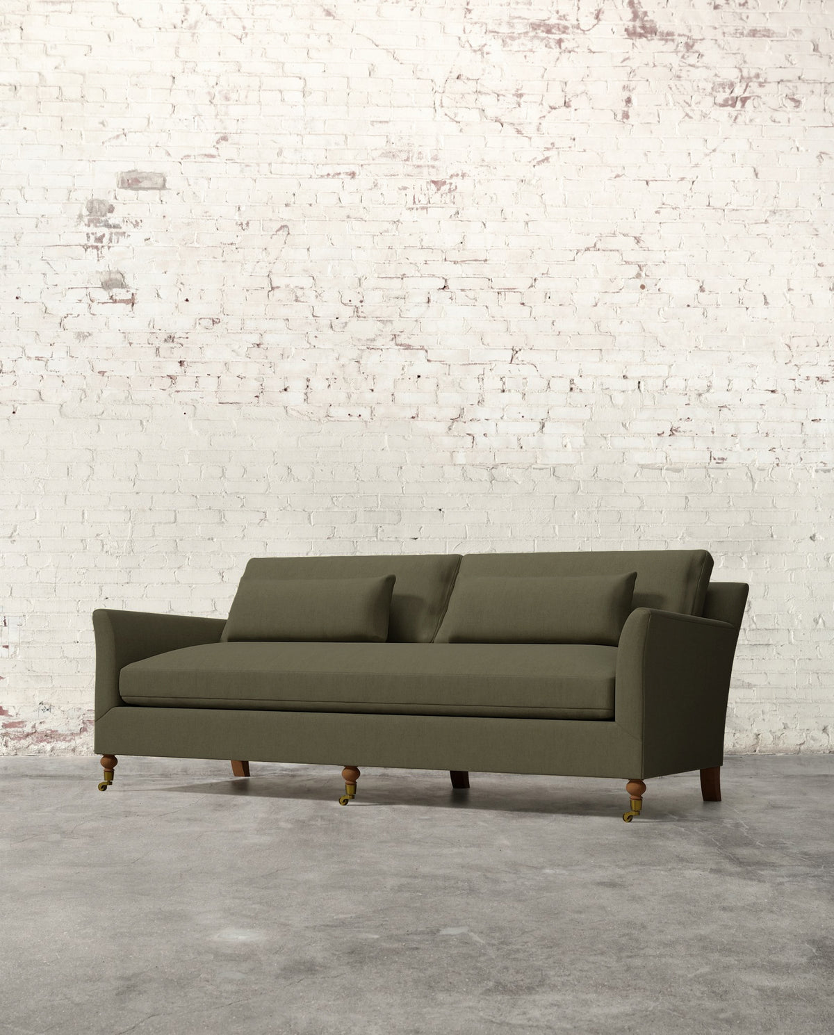 Alfie 87" Bench Sofa with Brass Casters