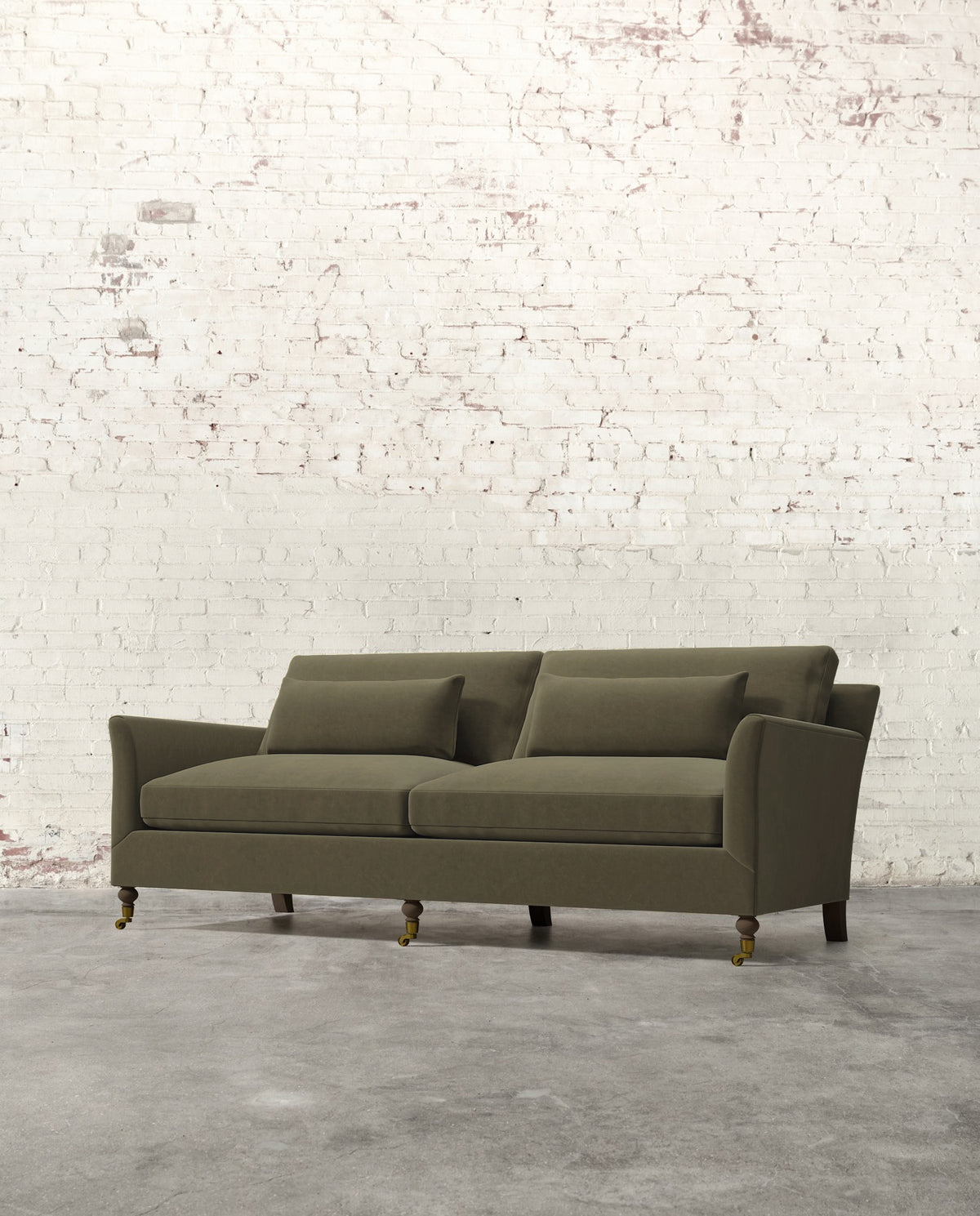 Alfie 87" Sofa with Brass Casters