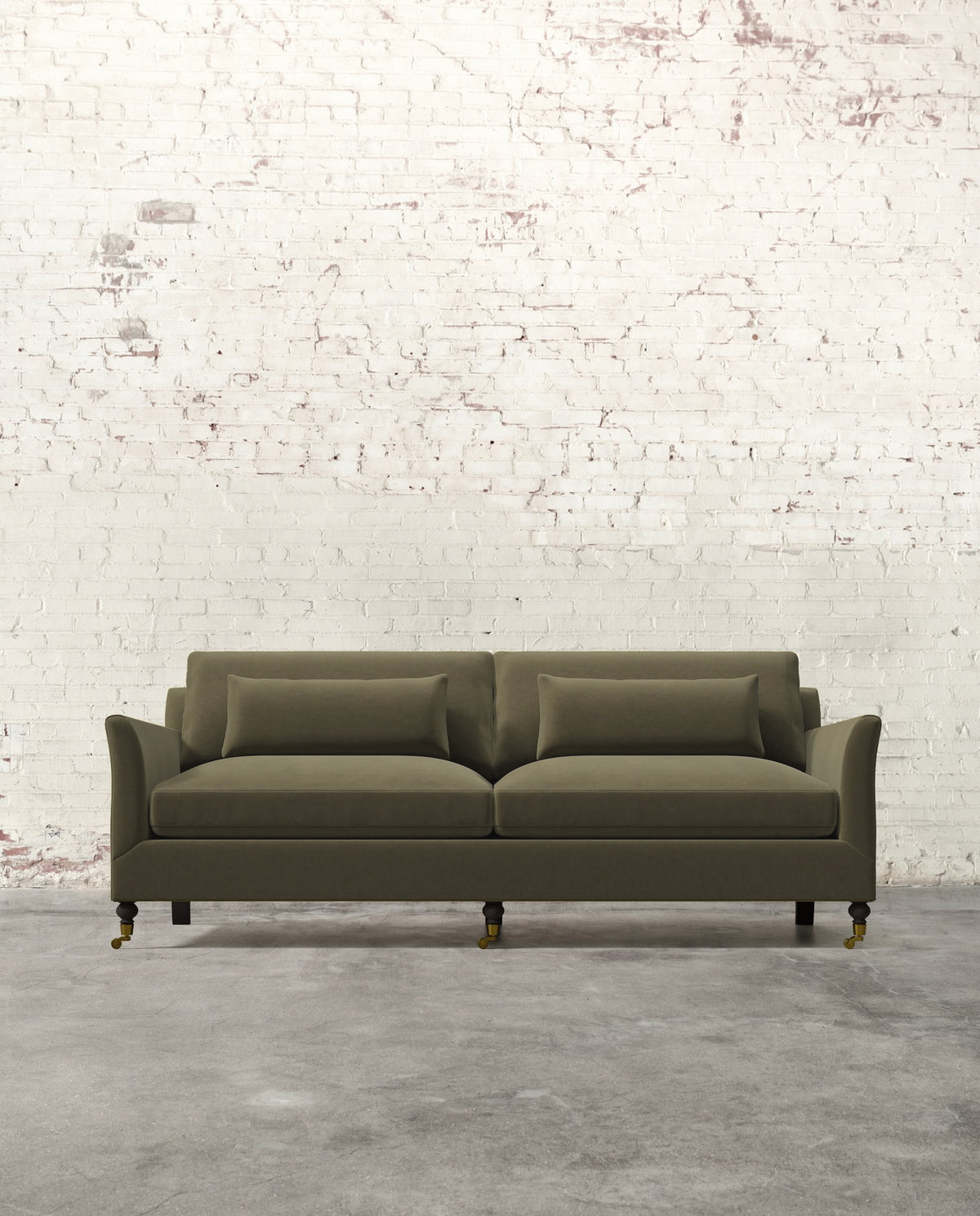 Alfie 87" Sofa with Brass Casters