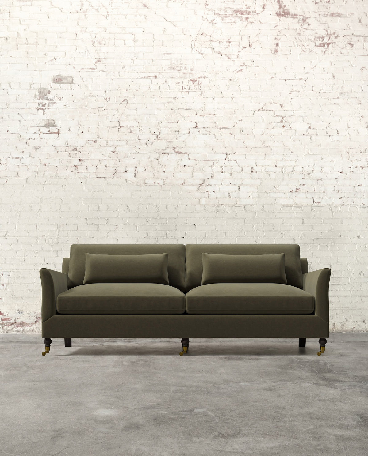 Alfie 87" Sofa with Brass Casters