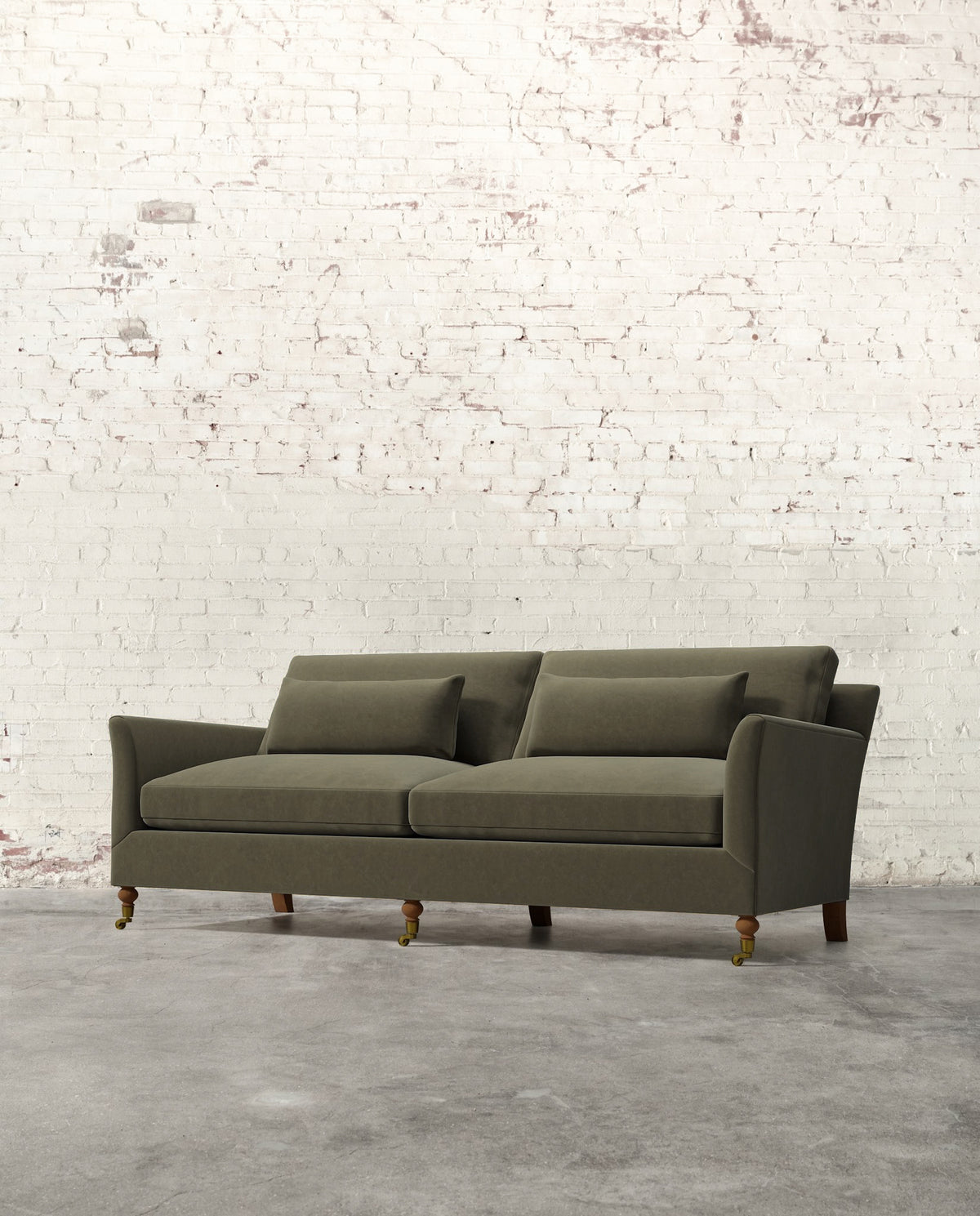 Alfie 87" Sofa with Brass Casters