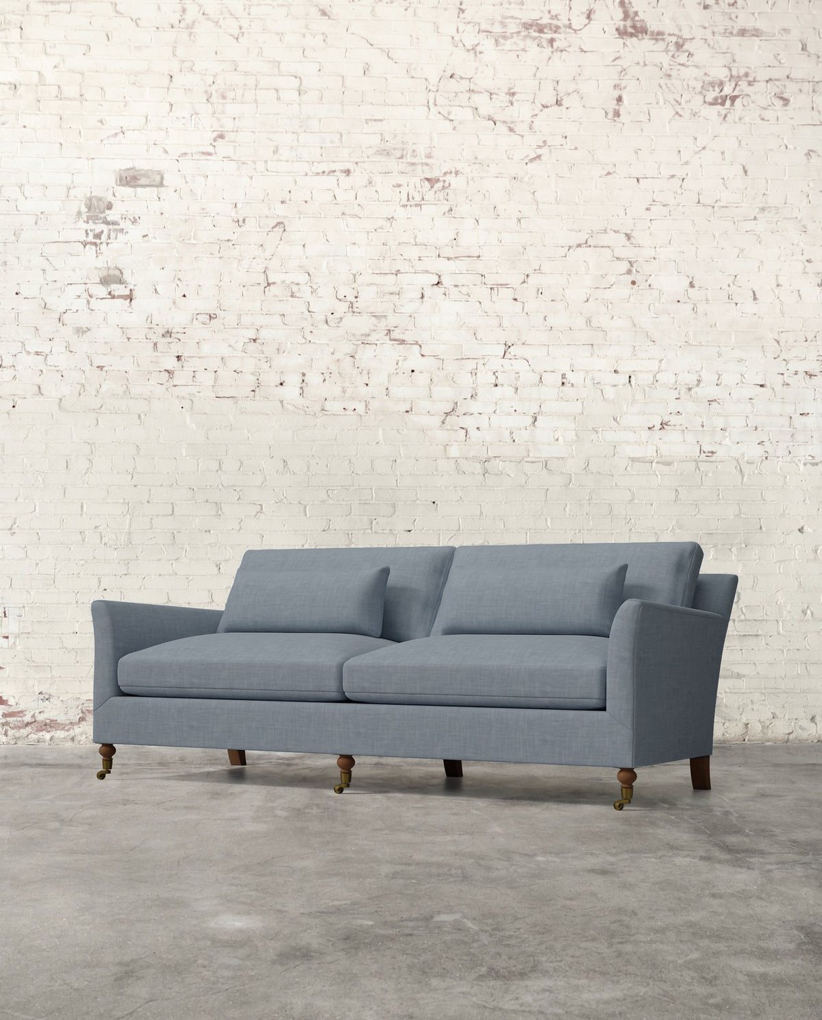Alfie 87" Sofa with Brass Casters