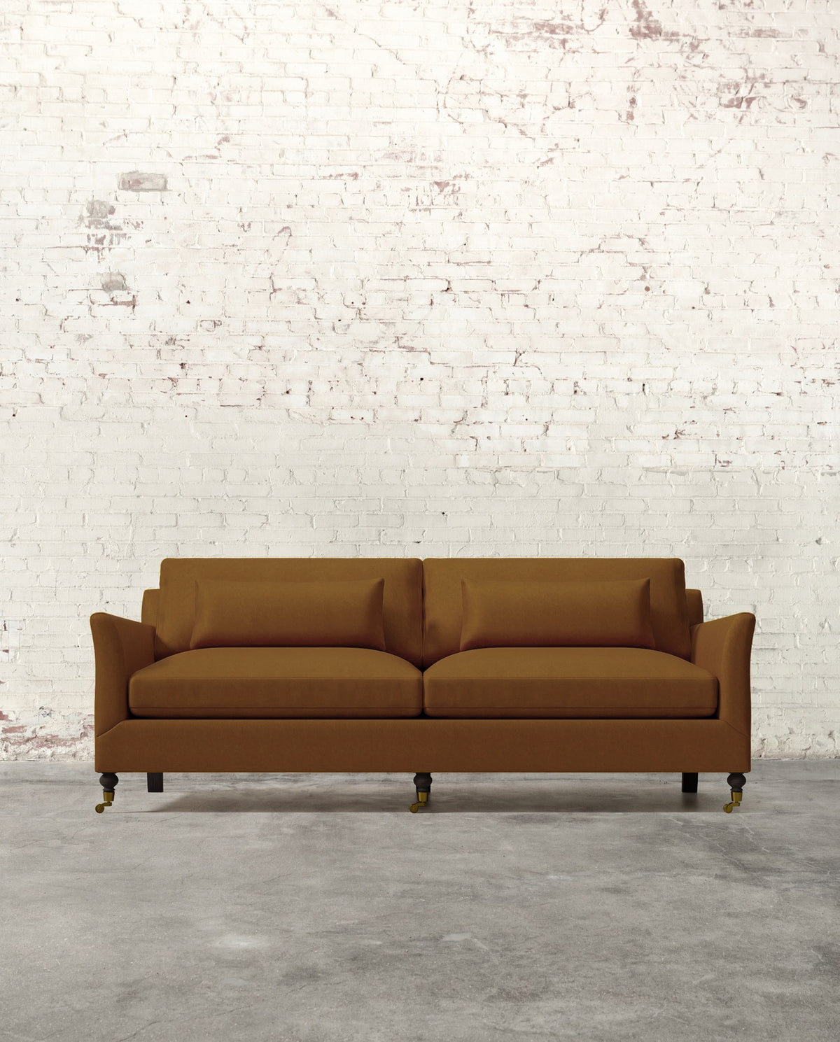 Alfie 87" Sofa with Brass Casters